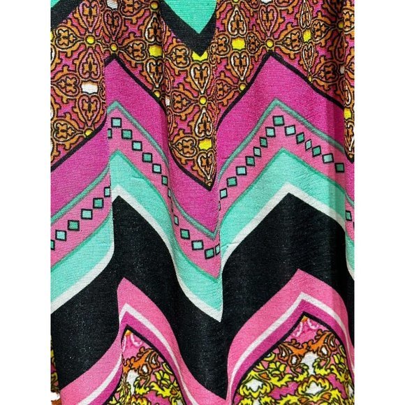 Win Win Top Womens Large Extra Large Sleeve Tunic‎ Pink Green Black White Lace - Picture 4 of 9